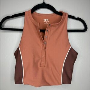 Abercrombie & Fitch YPB Brown Crop Top with White Trim Womens size XS